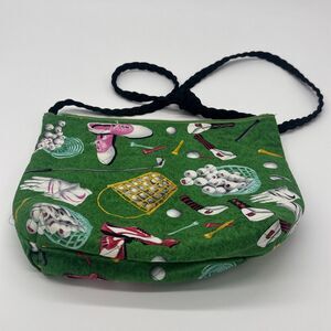 9 in X 7 in. Sm. Novelty All over Golf Print Crossbody Bag Pouch Purse Handmade